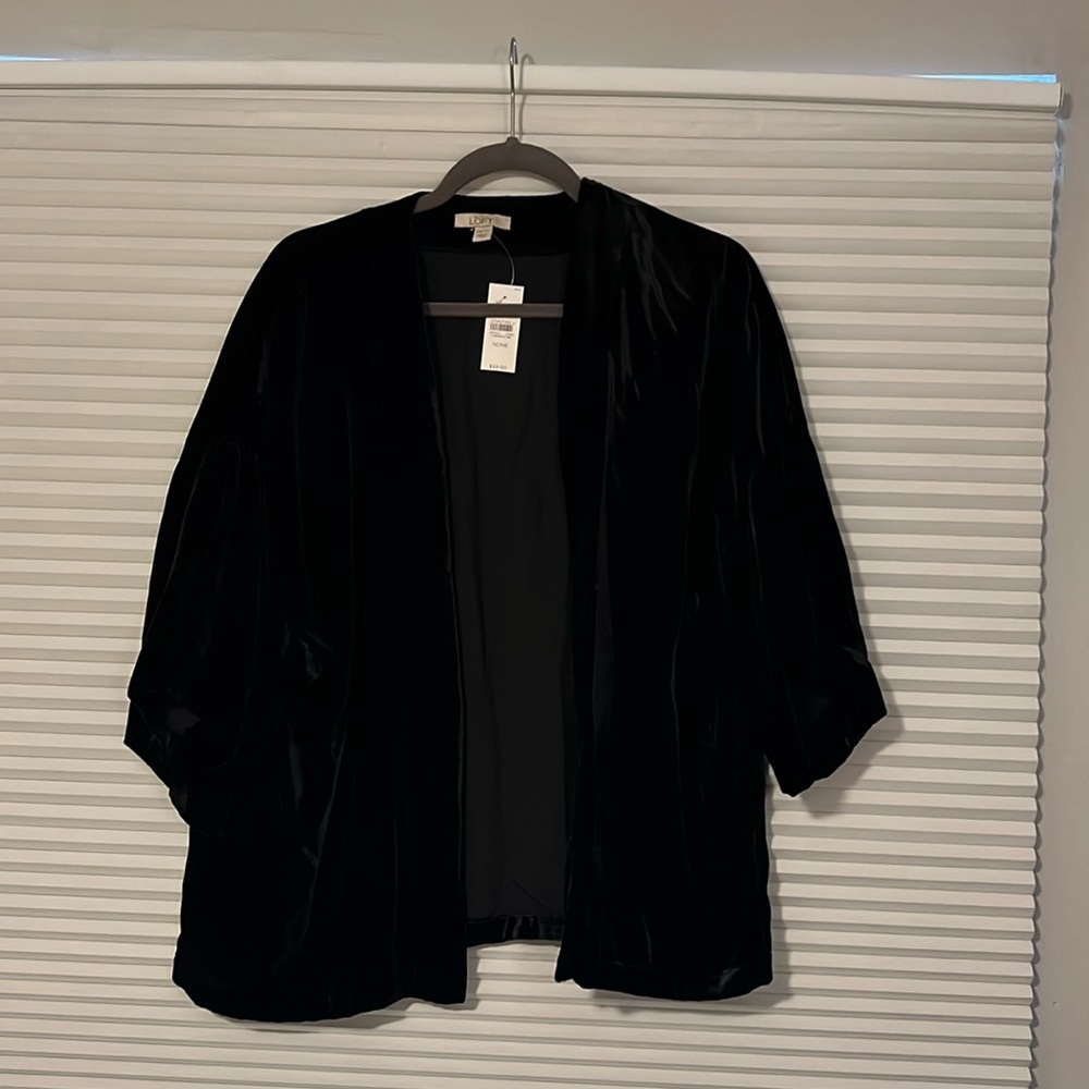 Loft short velvet kimono open jacket